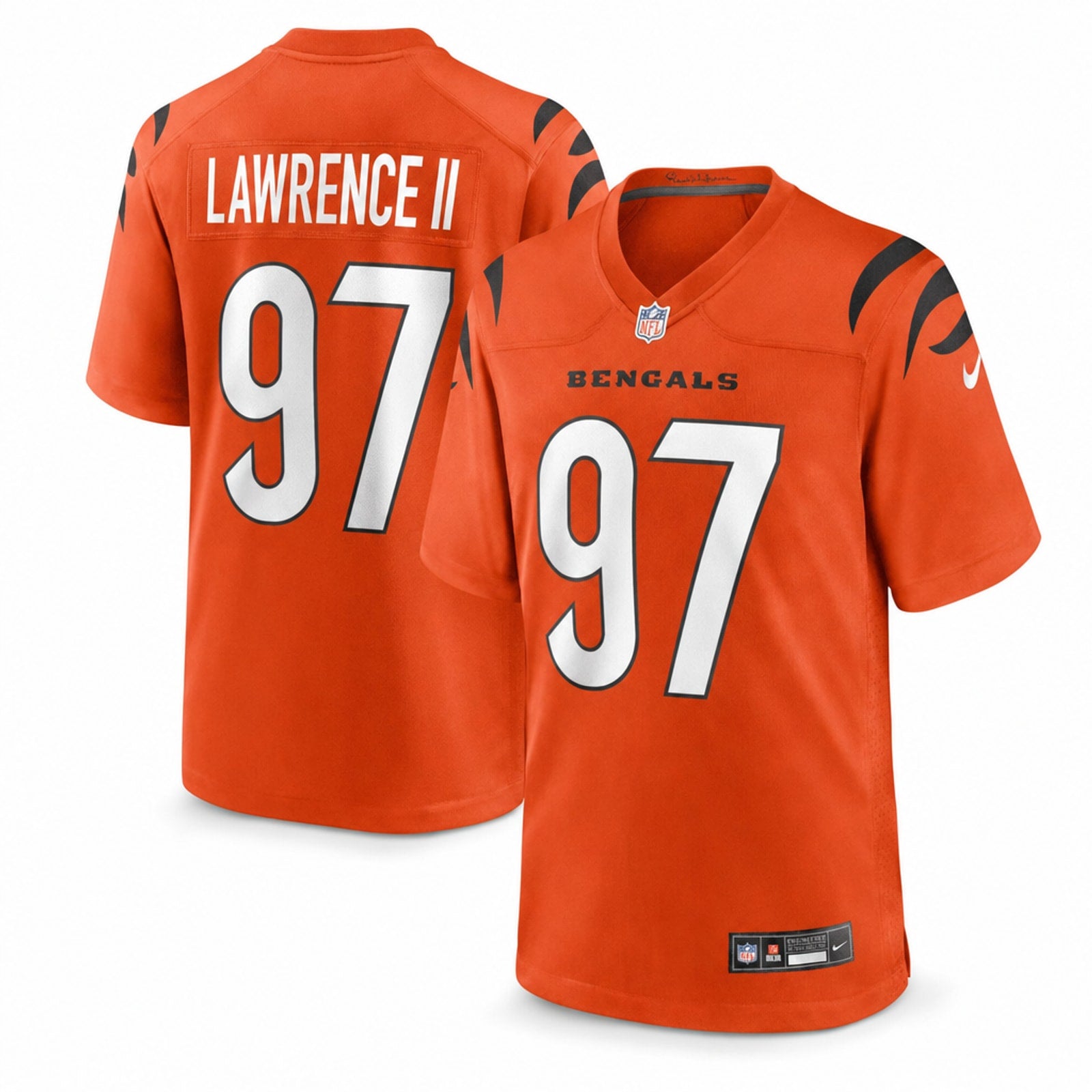 Cincinnati Bengals Dexter Lawrence II Orange Game Jersey - 1