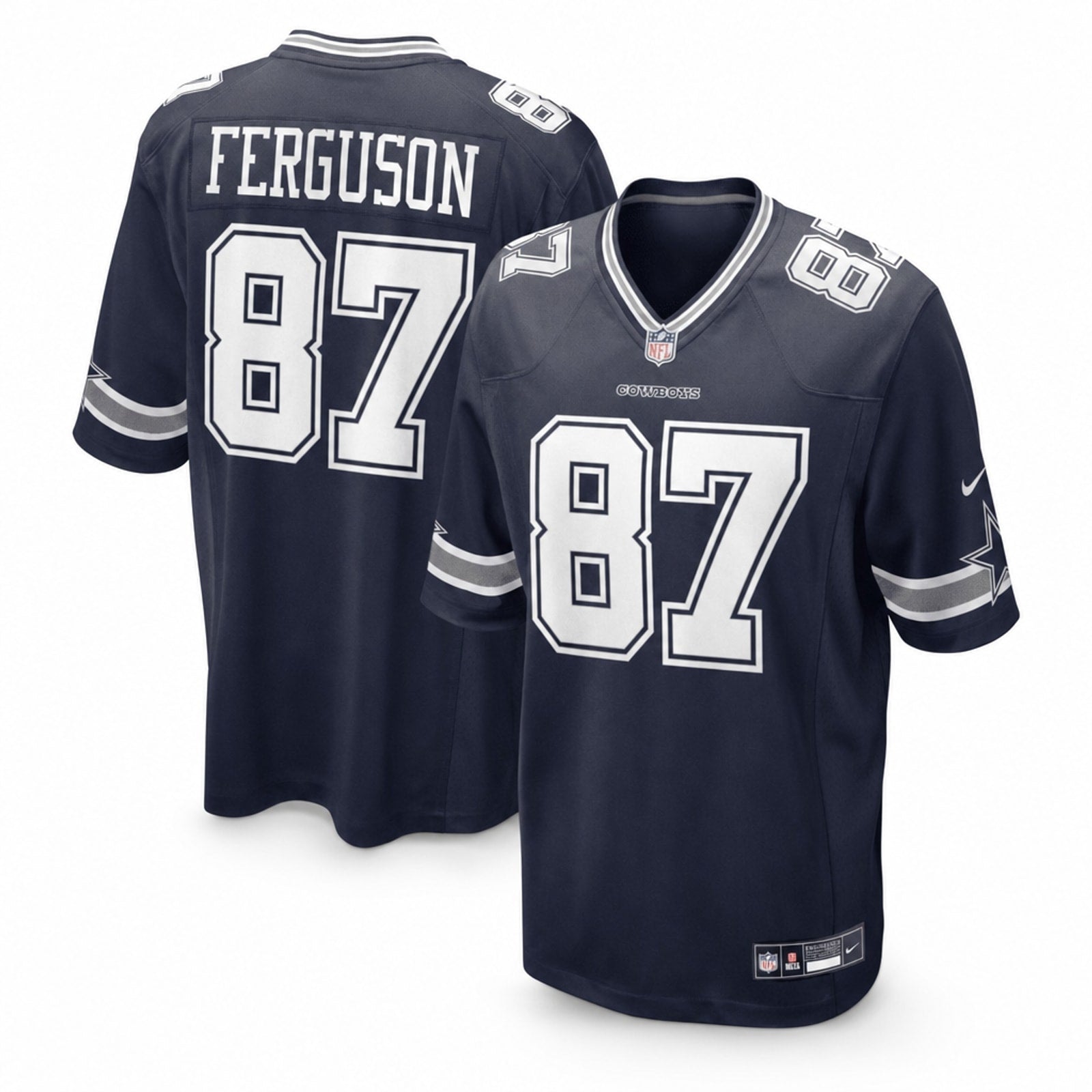 Dallas Cowboys Jake Ferguson Navy Game Jersey - 1