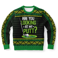 Are You Looking at My Putt? - Humorous Golf Themed Ugly Christmas Sweater