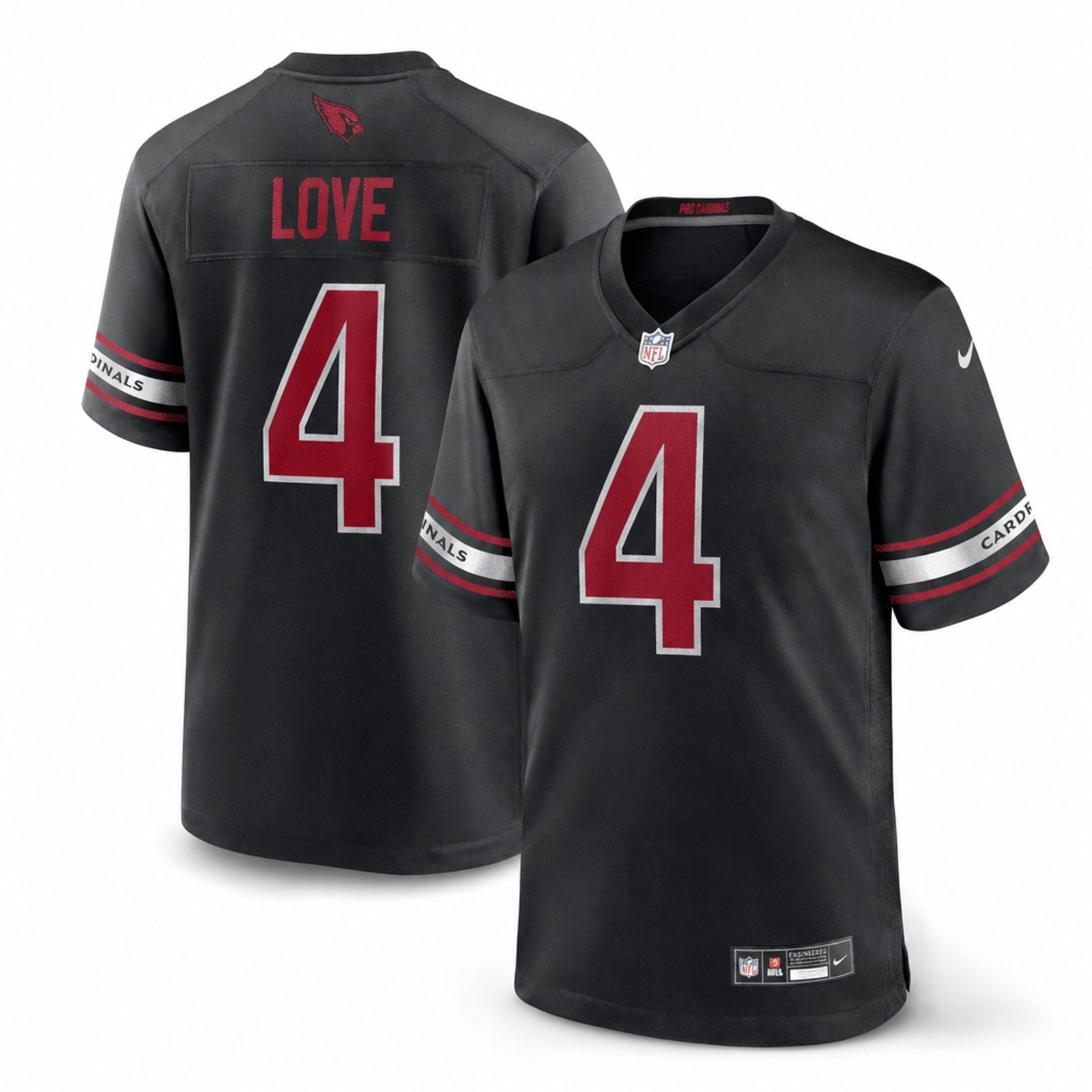 Arizona Cardinals Jeremiyah Love Black Alternate Game Jersey - 1