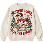 Festive Goose On The Loose Christmas Sweater – Funny Holiday Sweatshirt