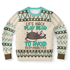 Life Hack Play Dead Christmas Sweater – Funny Possum Holiday Sweatshirt