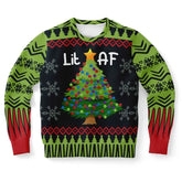 Lit AF Christmas Tree Ugly Christmas Sweater