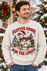 Mockup người mẫu nam mặc áo Festive Goose On The Loose