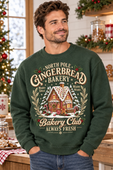 Mockup người mẫu nam mặc áo North Pole Gingerbread Bakery Club