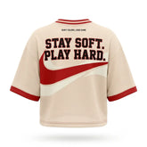 Pale Base, Bold Statement Women Crop Top Mesh Jersey Inspired by Travis Scott x Air Jordan 1 Shy Pink Jersey