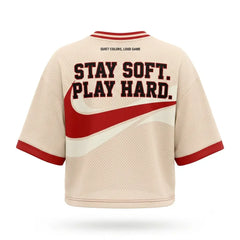 Pale Base, Bold Statement Women Crop Top Mesh Jersey Inspired by Travis Scott x Air Jordan 1 Shy Pink Jersey