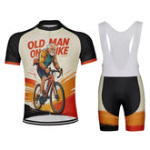 Personalized Men’s Cycling Jersey – Custom Name Old Man on Bike Short Sleeve Bike Tee MCJSS3100