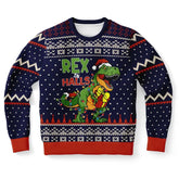 “Rex in the Halls” Festive Dinosaur Ugly Christmas Sweater