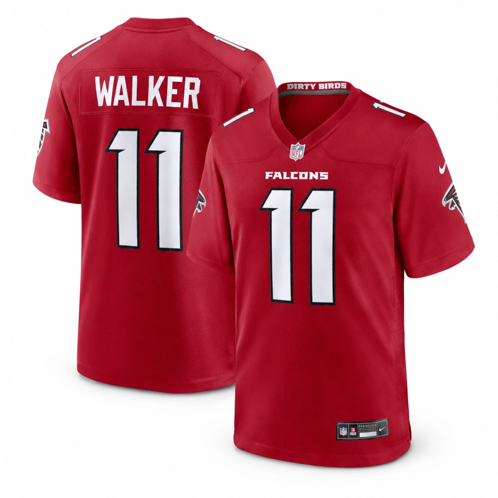 Atlanta Falcons Jalon Walker Red Men's Loose Fit Game Jersey - 1