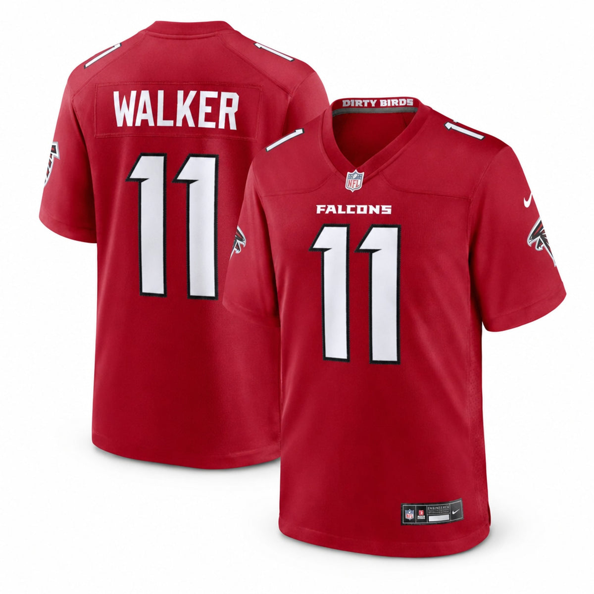 Atlanta Falcons Jalon Walker Red Men's Loose Fit Game Jersey - 1