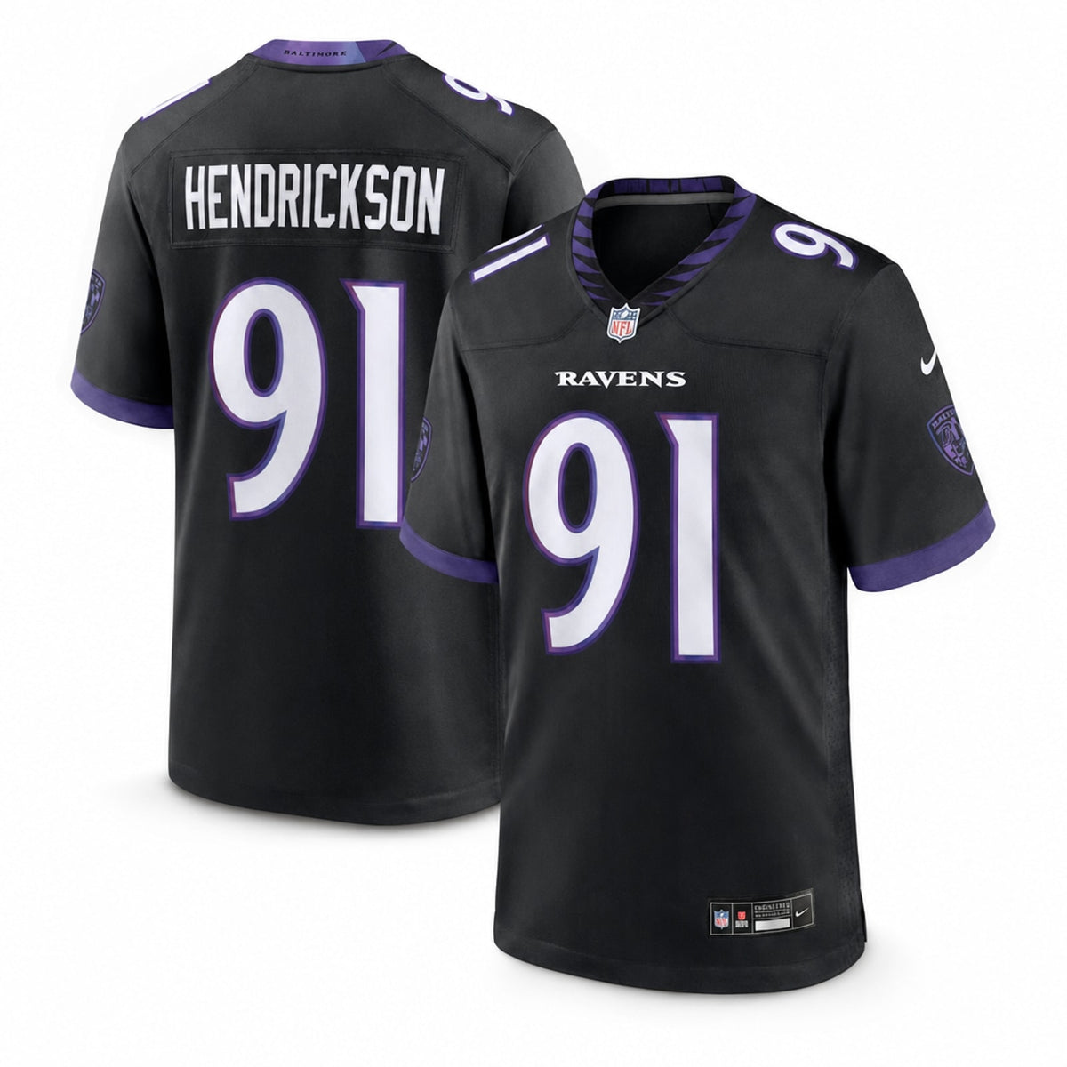 Baltimore Ravens Trey Hendrickson Black Alternate Game Jersey - 1