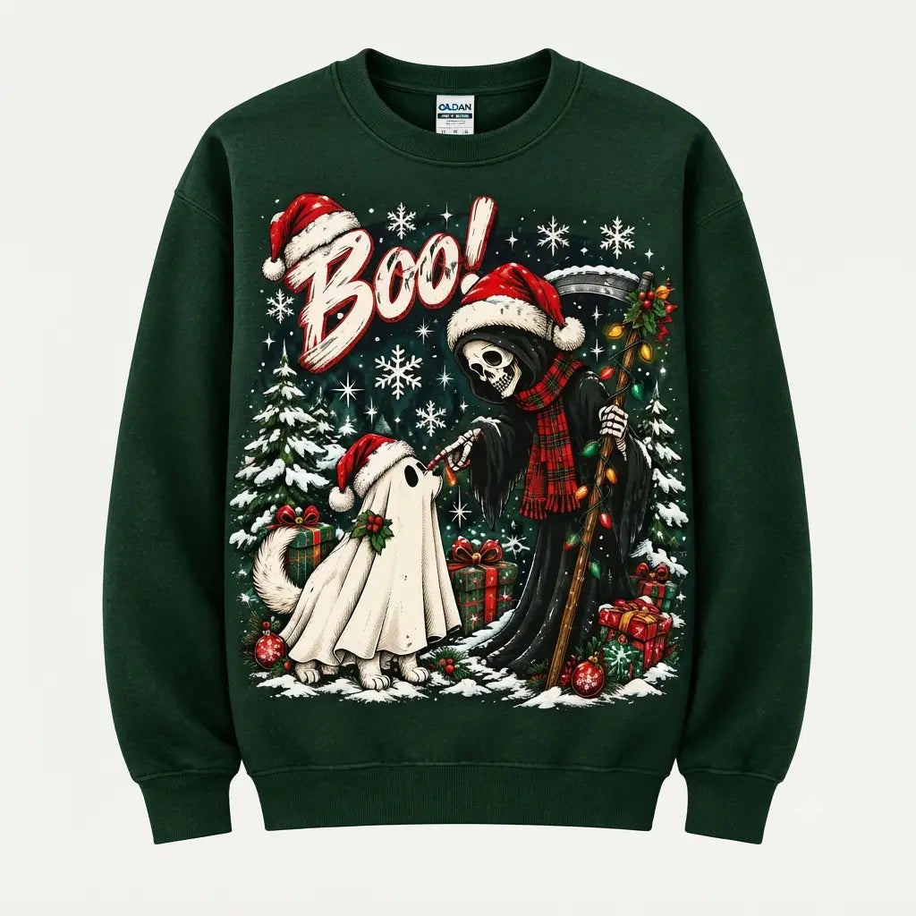 Boo Ghost Scary Christmas Sweater – Funny Holiday Sweatshirt