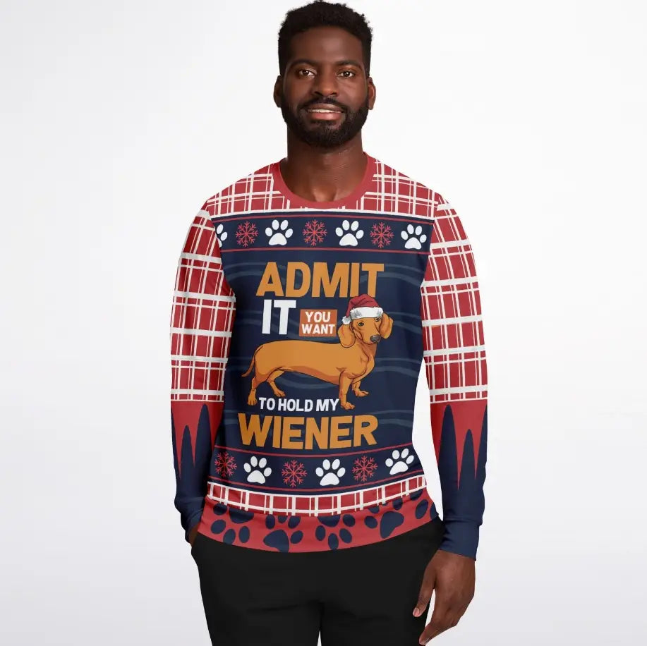 Admit It You Want to Hold My Wiener Ugly Christmas Sweater
