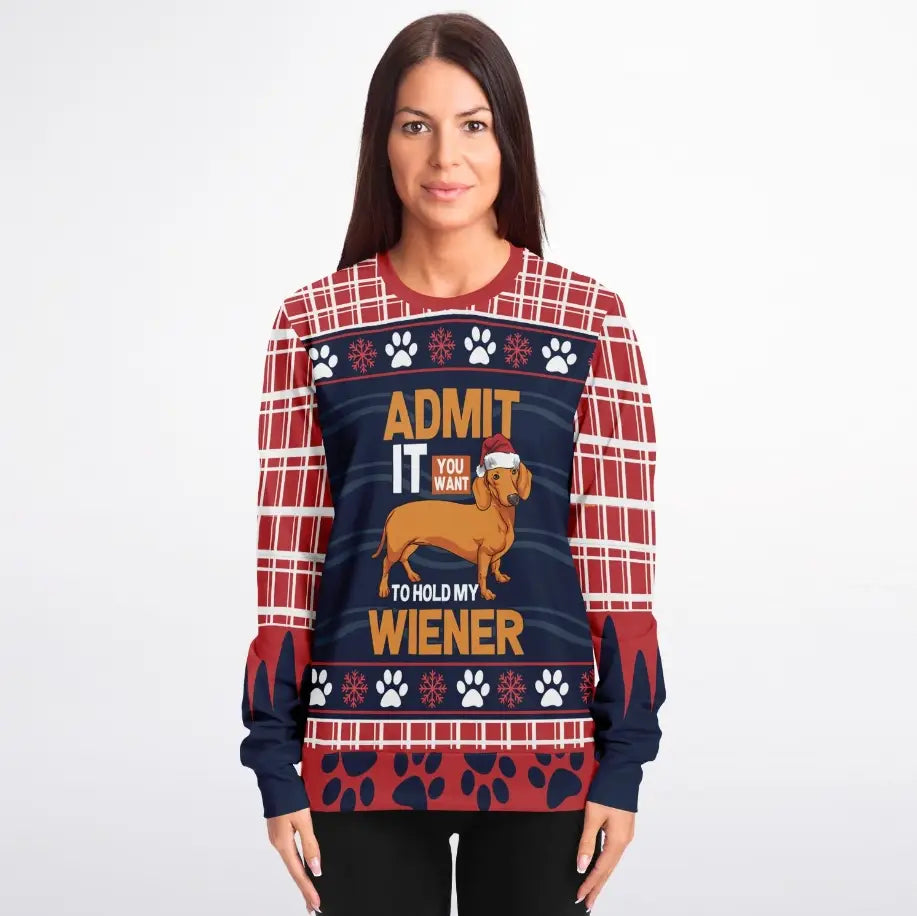 Admit It You Want to Hold My Wiener Ugly Christmas Sweater