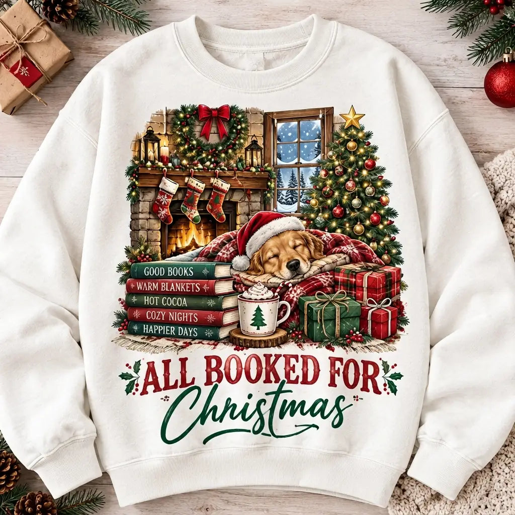 All Booked For Christmas Golden Sweater – Funny Holiday Sweatshirt