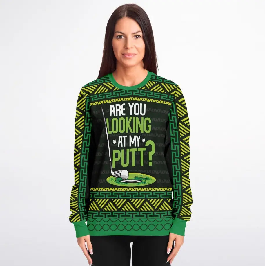 Are You Looking at My Putt? - Humorous Golf Themed Ugly Christmas Sweater
