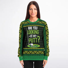 Are You Looking at My Putt? - Humorous Golf Themed Ugly Christmas Sweater