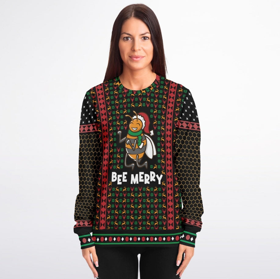 Bee Merry Christmas Sweater – Funny Ugly Holiday Sweatshirt