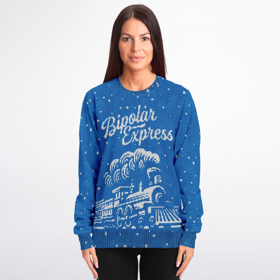 Bipolar Express Christmas Sweater – Funny Ugly Holiday Sweatshirt