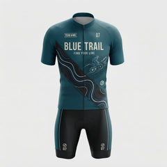 Blue Trail Personalized Men’s Cycling Jersey Set – Custom Name & Number