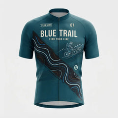 Blue Trail Personalized Men’s Cycling Jersey Set – Custom Name & Number