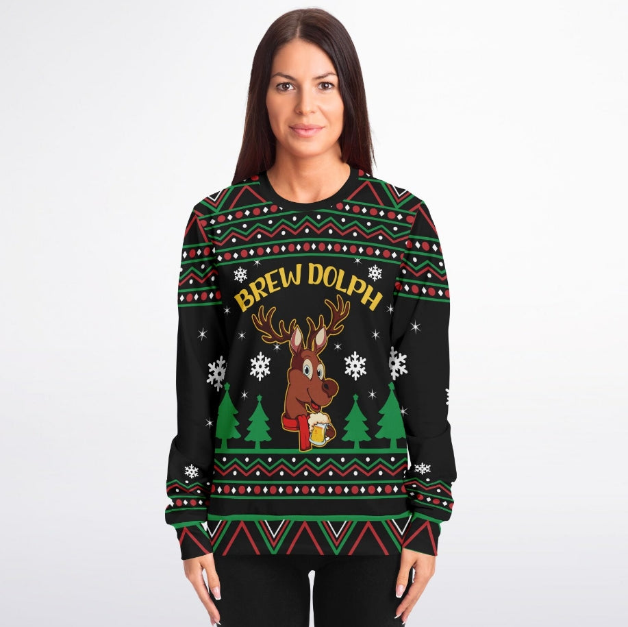 Brewdolph Christmas Sweater – Funny Ugly Holiday Sweatshirt