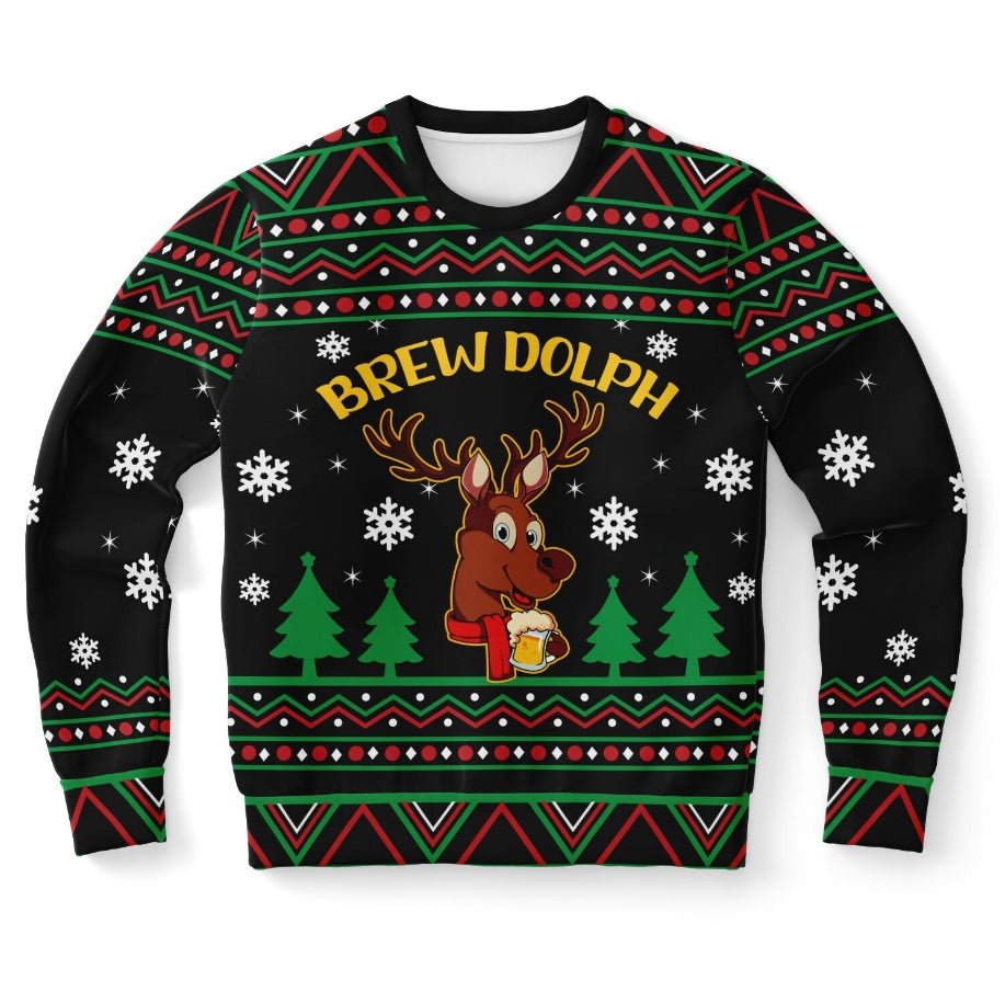 Brewdolph Christmas Sweater – Funny Ugly Holiday Sweatshirt