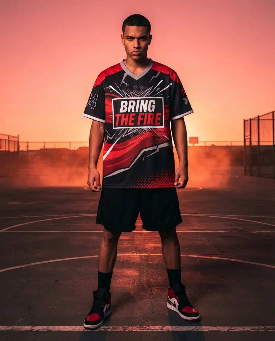 Bring The Fire Mesh Jersey Inspired by Air Jordan 4 Toro Bravo Jersey