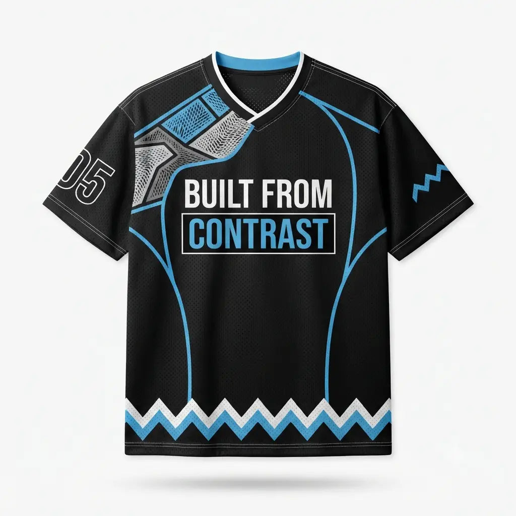 Built From Contrast Mesh Jersey Inspired by Air Jordan 5 Black Carolina Jersey