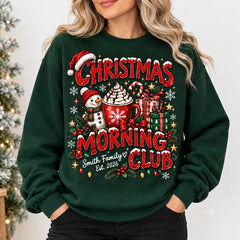 Personalize Christmas Morning Family Club Christmas Sweater – Funny Holiday Sweatshirt