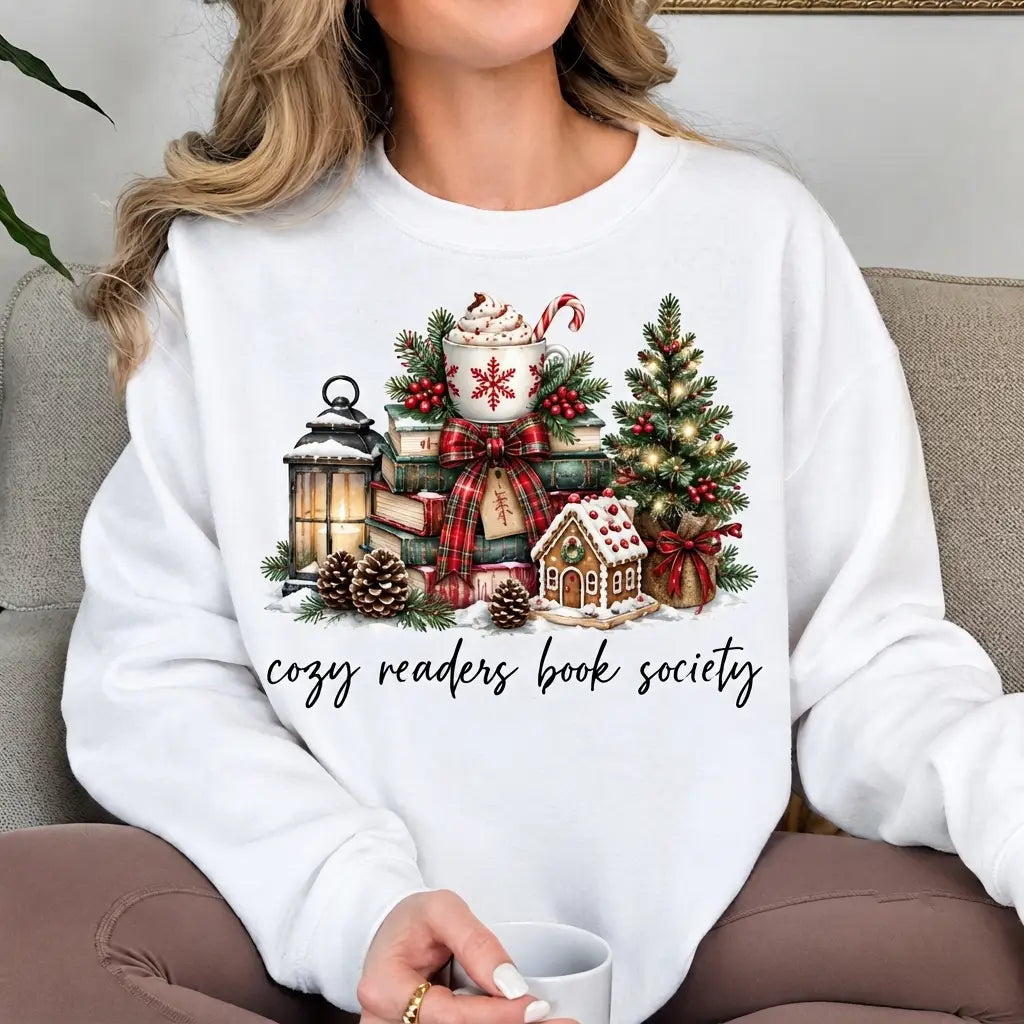 Cozy Readers Book Society Christmas Sweater – Funny Holiday Sweatshirt