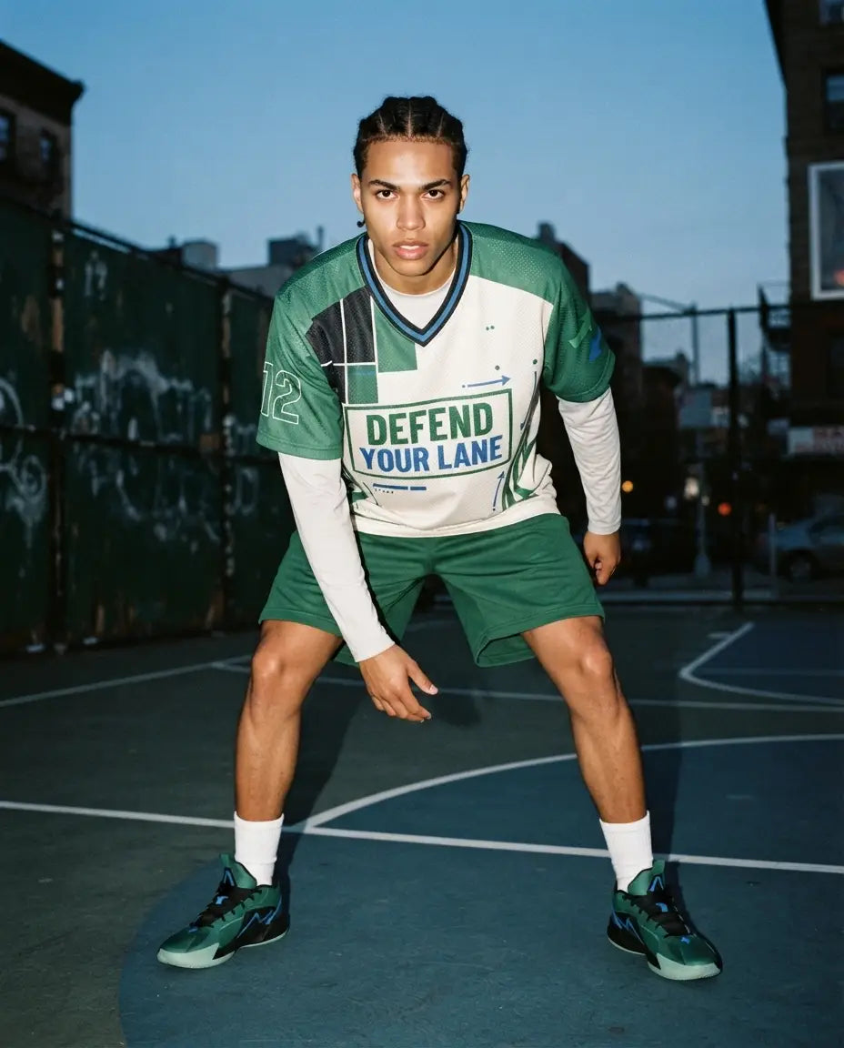Defend Your Lane Mesh Football Jersey Inspired by Air Jordan 12 Bucks Jersey