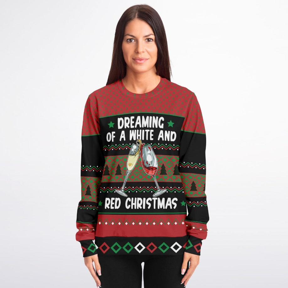 Dreaming Of a White and Red Christmas Sweater – Funny Ugly Holiday Sweatshirt