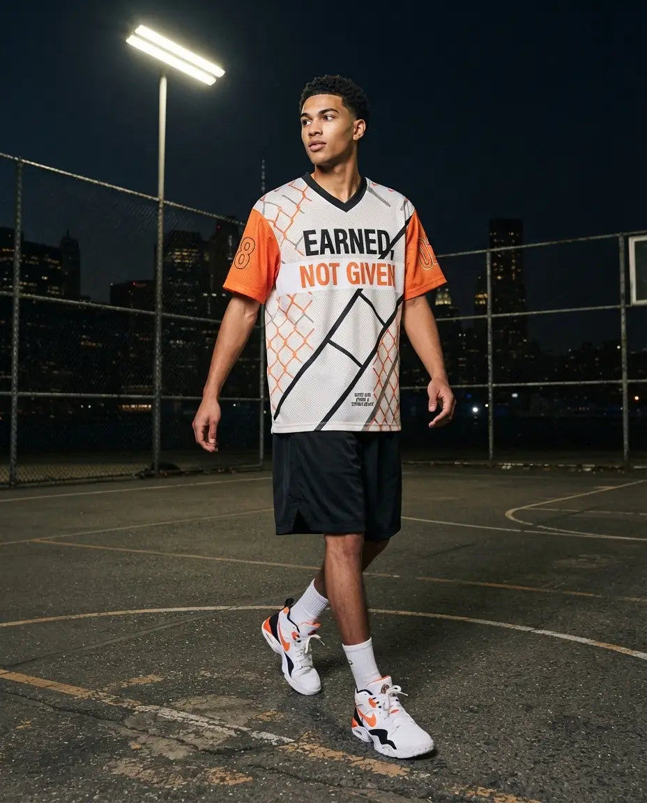 Earned Not Given Mesh Football Jersey Inspired by Kobe Bryant x Air Force 1 Lord of The Rings Jersey