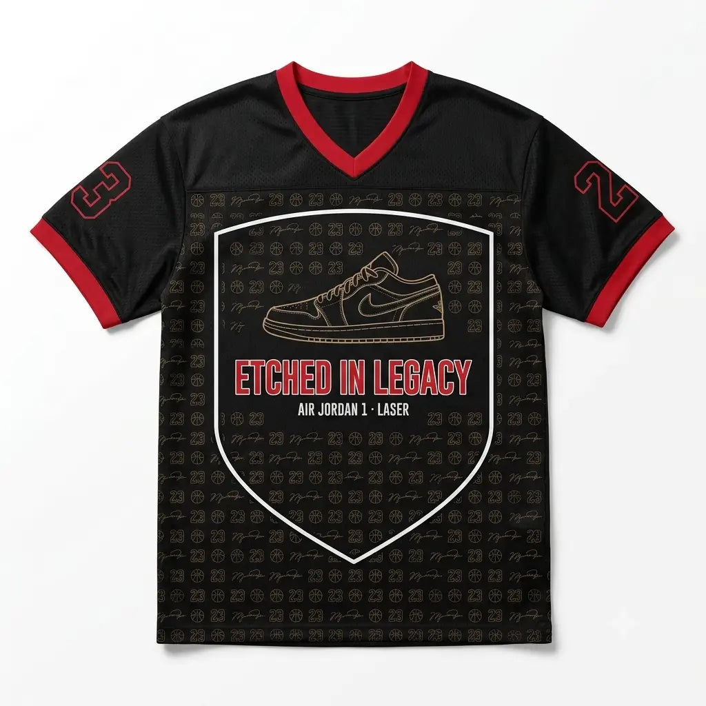 Etched In Legacy Mesh Football Jersey Inspired by Air Jordan 1 Laser Jersey