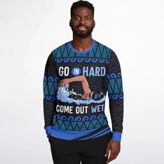 Go In Hard, Come Out Wet Swimming Ugly Christmas Sweater