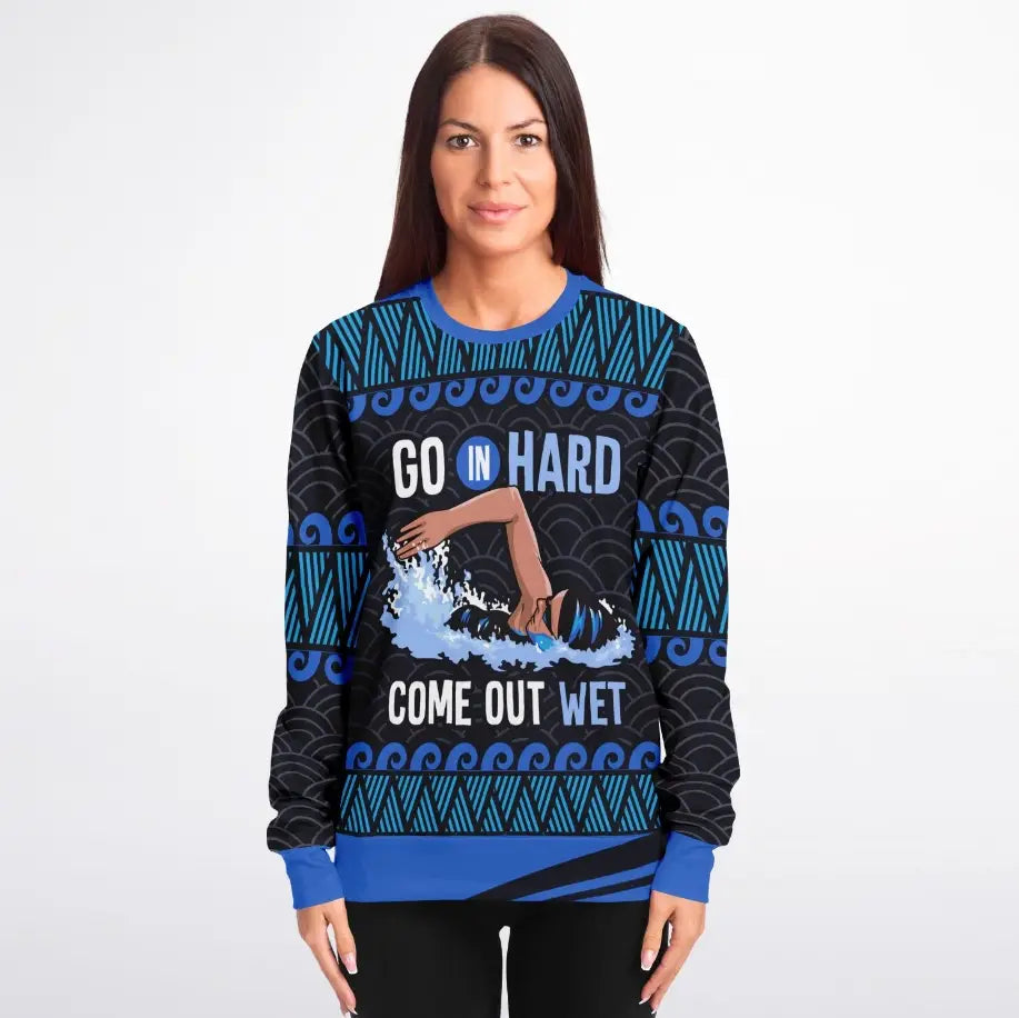 Go In Hard, Come Out Wet Swimming Ugly Christmas Sweater
