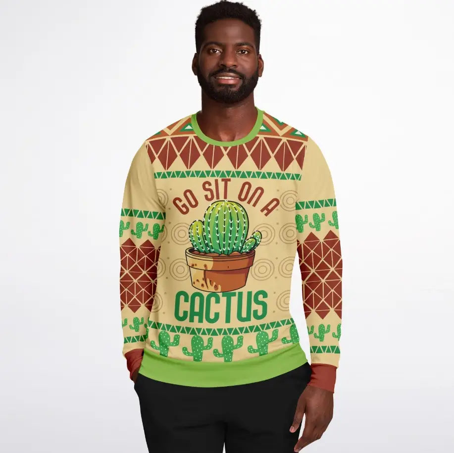 Go Sit On a Cactus Ugly Christmas Sweater