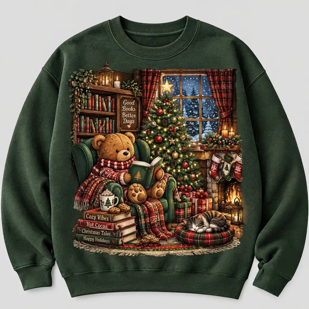 Good Book Better Day Bear Christmas Sweater – Funny Holiday Sweatshirt