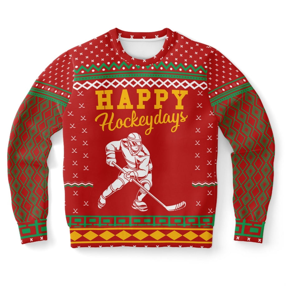Happy Hockeydays Christmas Sweater – Funny Ugly Holiday Sweatshirt