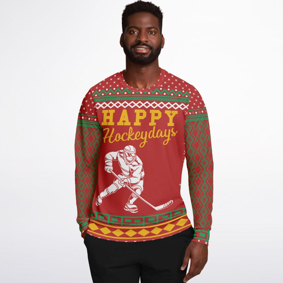Happy Hockeydays Christmas Sweater – Funny Ugly Holiday Sweatshirt
