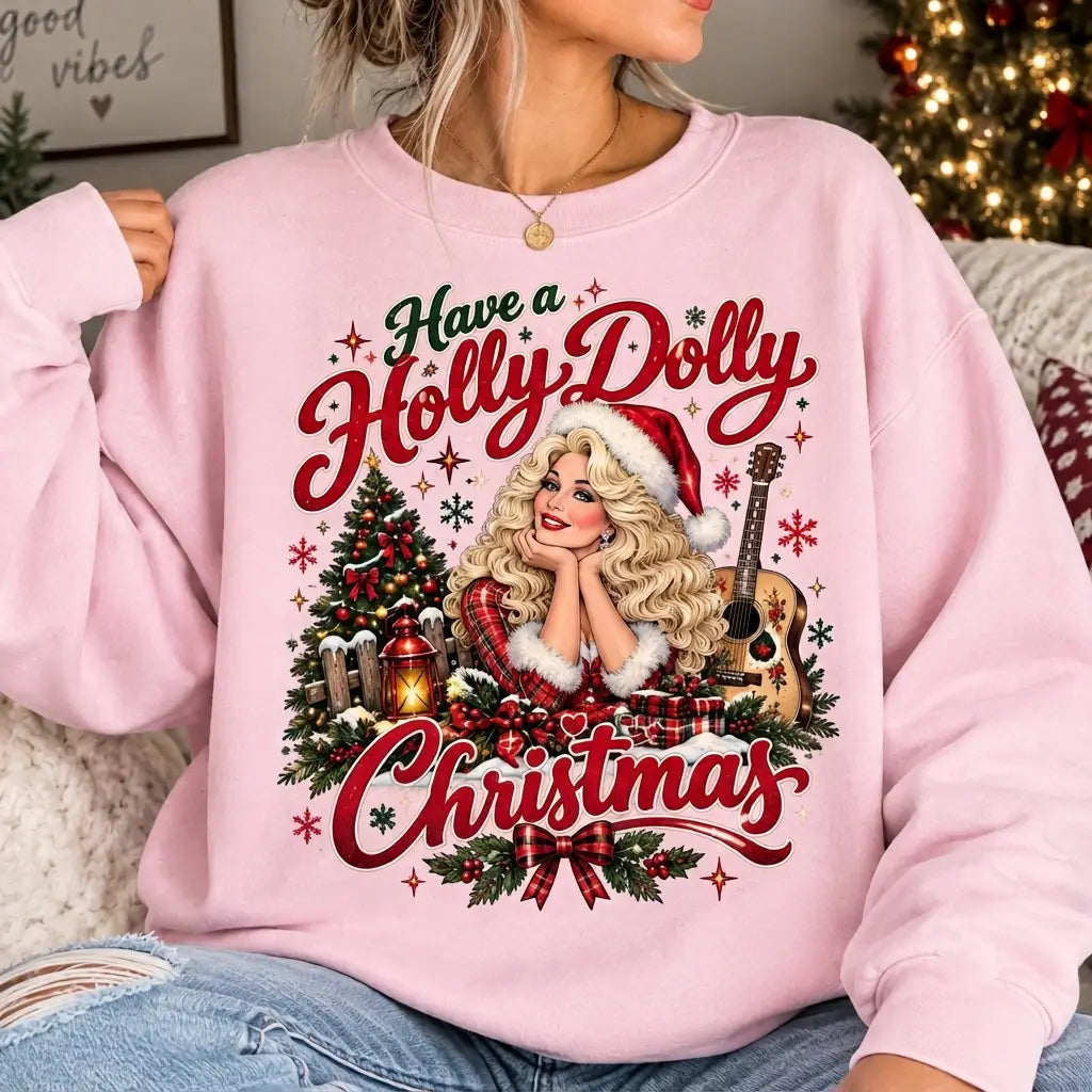 Have a Holly Dolly Women's Christmas Sweater – Funny Holiday Sweatshirt