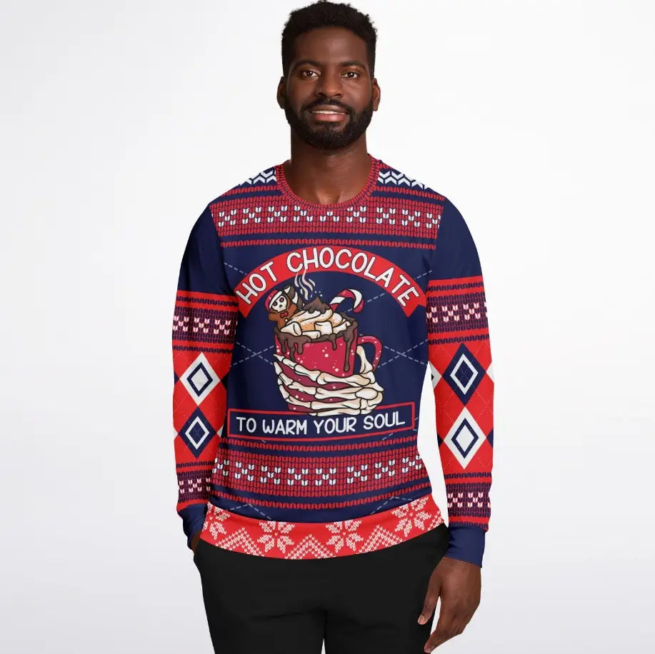 Hot Chocolate to Warm Your Soul Ugly Christmas Sweater