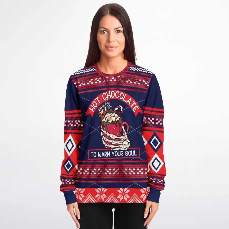 Hot Chocolate to Warm Your Soul Ugly Christmas Sweater