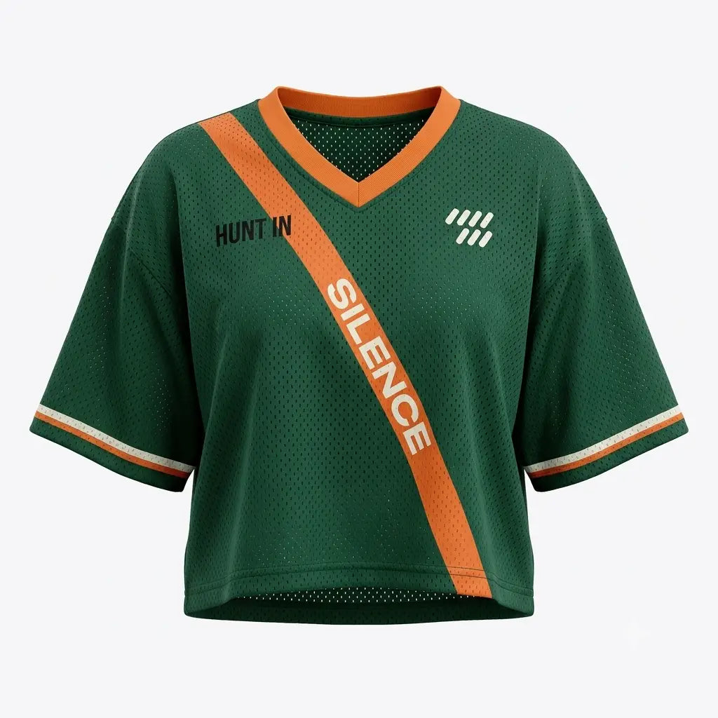 Hunt In Silence Women Crop Top Mesh Jersey Inspired by Undefeated x Air Jordan 4 Jersey