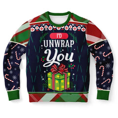I'd Unwrap You Christmas Sweater – Funny Ugly Holiday Sweatshirt