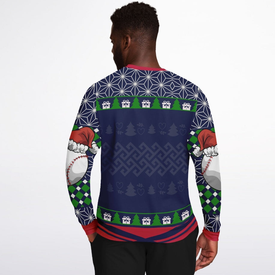 I'll Be Home for Christmas Baseball Christmas Sweater – Funny Ugly Holiday Sweatshirt