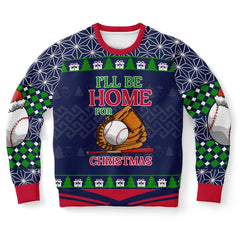 I'll Be Home for Christmas Baseball Christmas Sweater – Funny Ugly Holiday Sweatshirt