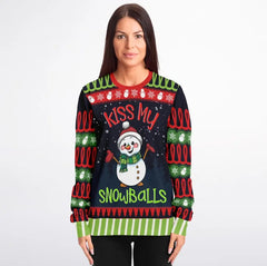 Kiss My Snowballs Snowman Ugly Christmas Sweater